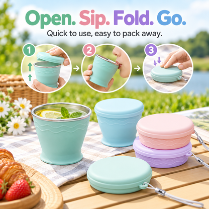 Upgraded Macaron-Style Collapsible Silicone Cup