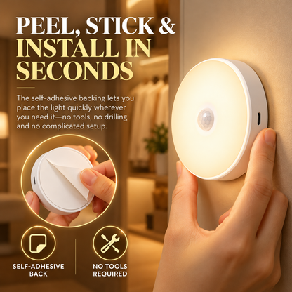 💡 LED USB Rechargeable Motion Sensor Night Light – Battery-Powered Wall Lamp for Hallway, Basement, Bathroom, Cabinet & Closet ✨