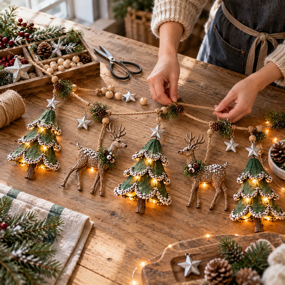 ✨🎄Lighted Woodland Christmas Garland