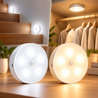 💡 LED USB Rechargeable Motion Sensor Night Light – Battery-Powered Wall Lamp for Hallway, Basement, Bathroom, Cabinet & Closet ✨