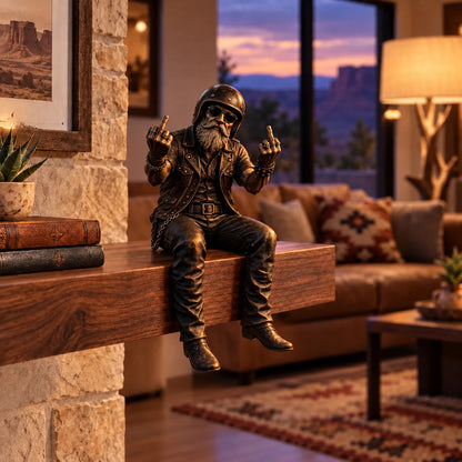 Old Biker Soul Shelf Sitter Collection – Rustic Motorcycle Rider Figurines for Men