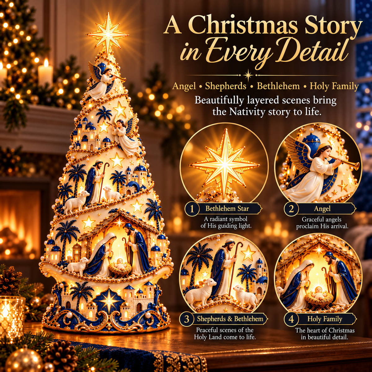 🔥Last Day 50% OFF-✨✝️ Bethlehem Nativity Light-Up Christmas Tree