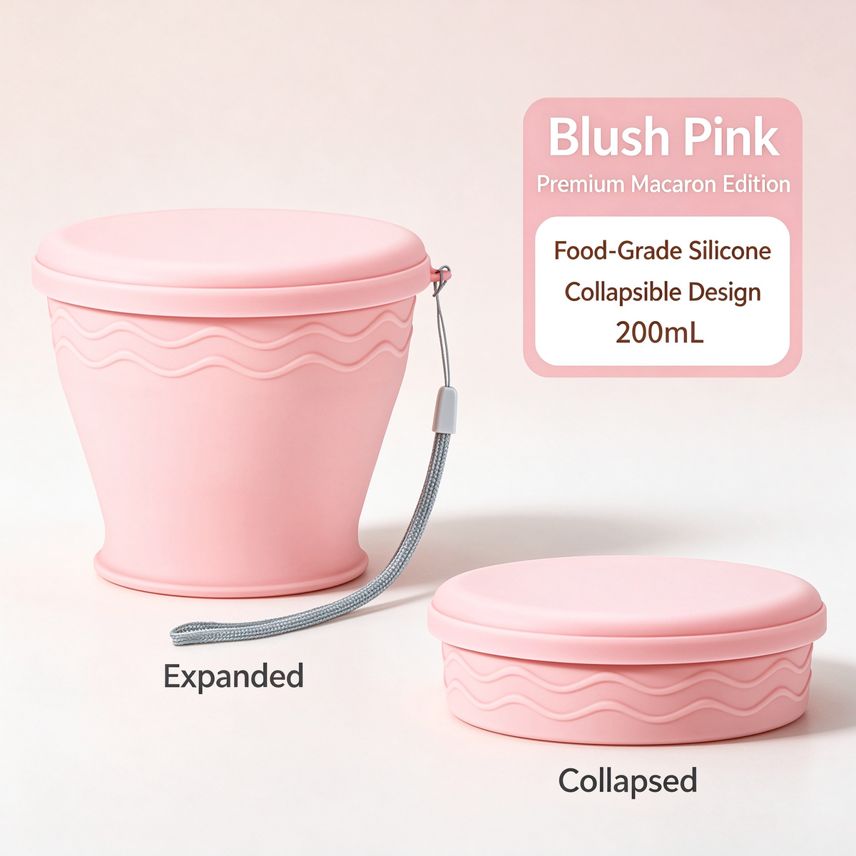 Upgraded Macaron-Style Collapsible Silicone Cup