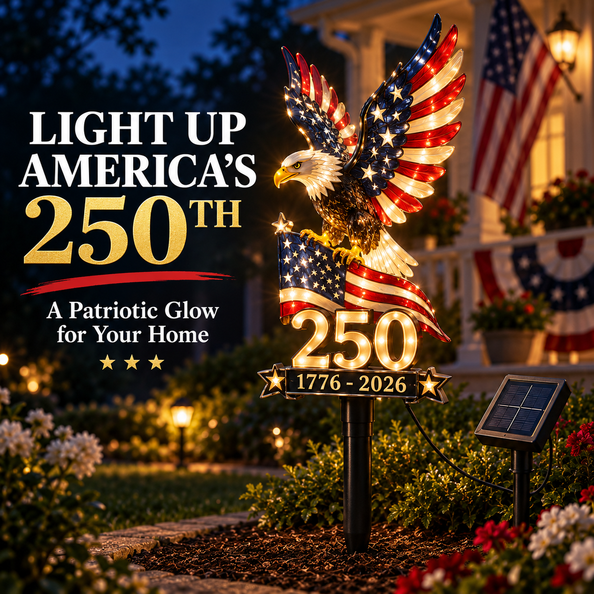✨ Last Day – 60% OFF!🇺🇸 🦅America 250 Eagle Solar Yard Light| 1776–2026