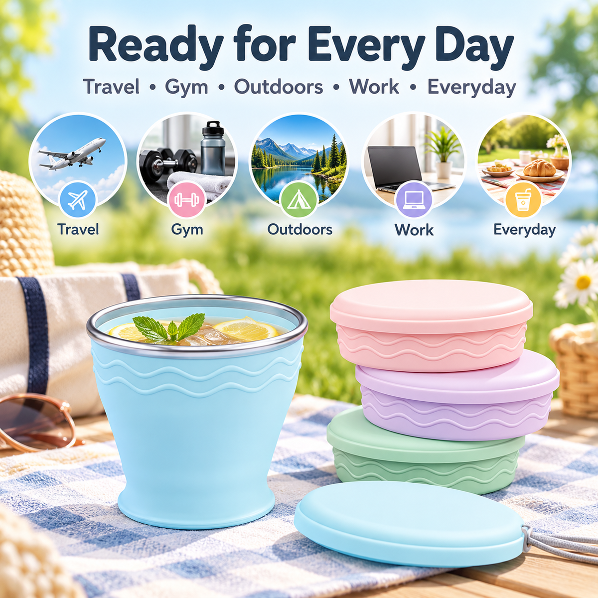 Upgraded Macaron-Style Collapsible Silicone Cup