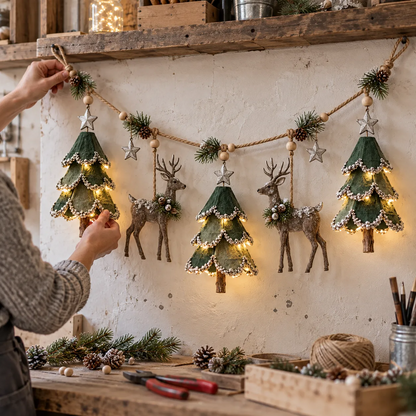 ✨🎄Lighted Woodland Christmas Garland