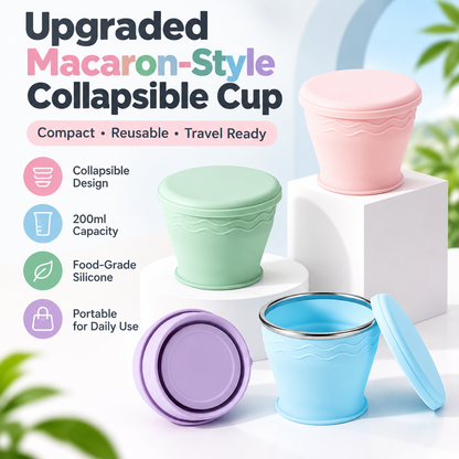 Upgraded Macaron-Style Collapsible Silicone Cup