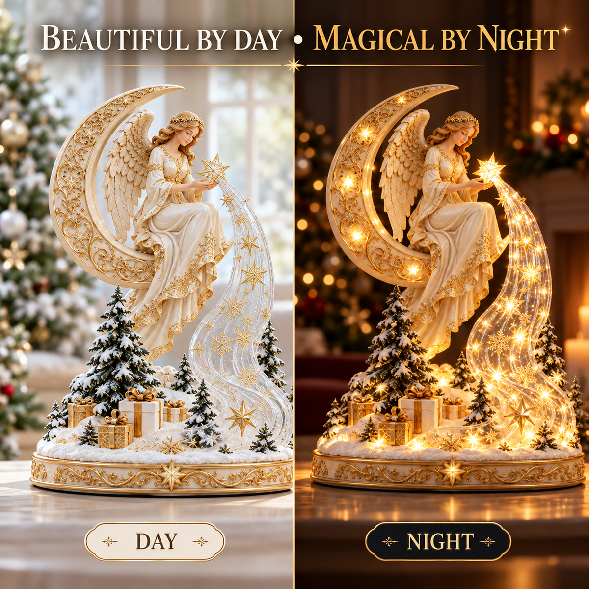 ✨ Angel’s Cascade of Stars™ – Lighted Christmas Tabletop Decoration
