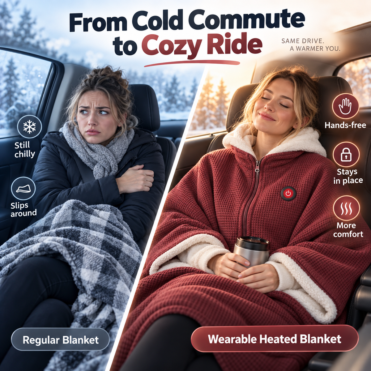 🔥 Wearable Heated Blanket – Stay Warm, Keep Your Hands Free