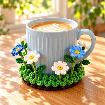 🌸 Blooming Garden Crochet Coaster Collection | 3D Floral Mug Mat & Cozy Table Décor