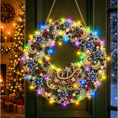 LED Christmas-Themed DIY Pearl and Diamond Painting（With string lights）