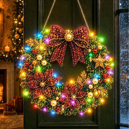 LED Christmas-Themed DIY Pearl and Diamond Painting（With string lights）