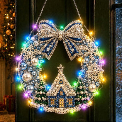LED Christmas-Themed DIY Pearl and Diamond Painting（With string lights）