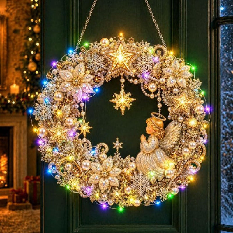 LED Christmas-Themed DIY Pearl and Diamond Painting（With string lights）