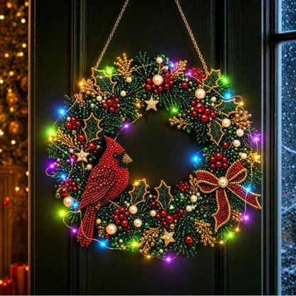 LED Christmas-Themed DIY Pearl and Diamond Painting（With string lights）