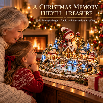 ⛄✨ Snowman Lantern Village™ – Animated Lighted Christmas Train & Winter Village Centerpiece