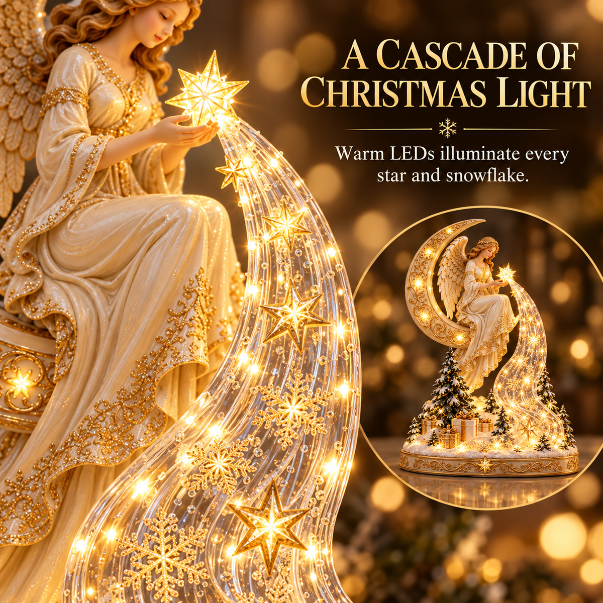 ✨ Angel’s Cascade of Stars™ – Lighted Christmas Tabletop Decoration