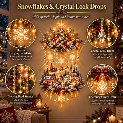Illuminated Christmas Tree & Village Wall Hanging